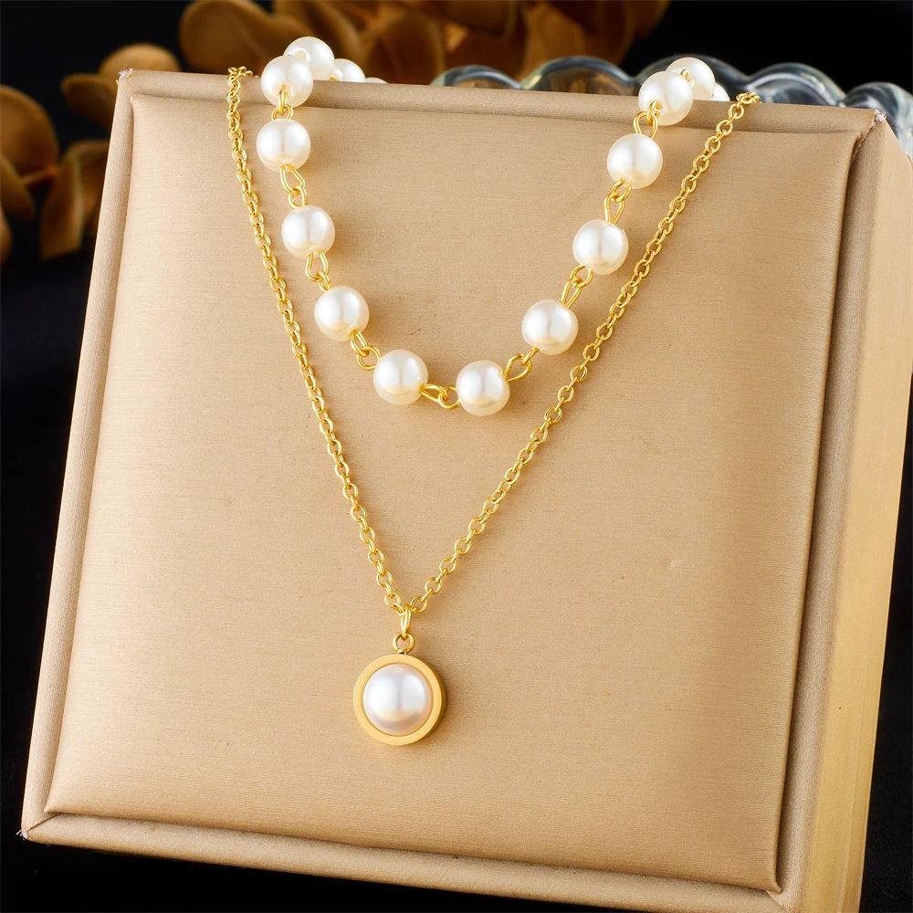 ASHLEY HARRIS — Pearl-Style Bead & Pendant Necklace Duo — product image 4