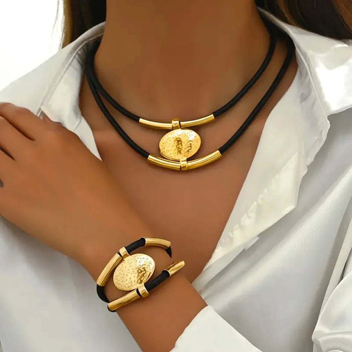 ASHLEY HARRIS — Textured Medallion Necklace Duo — product image 1