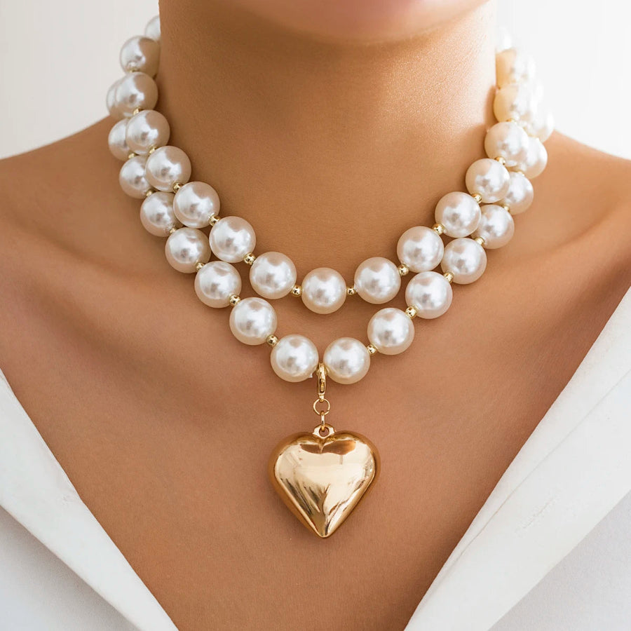 Amour — Beaded Heart Necklace Duo
