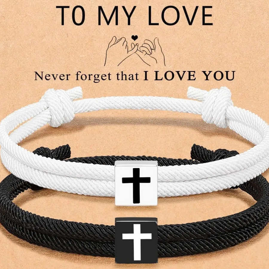 Together — Rope Cross Bracelet Duo