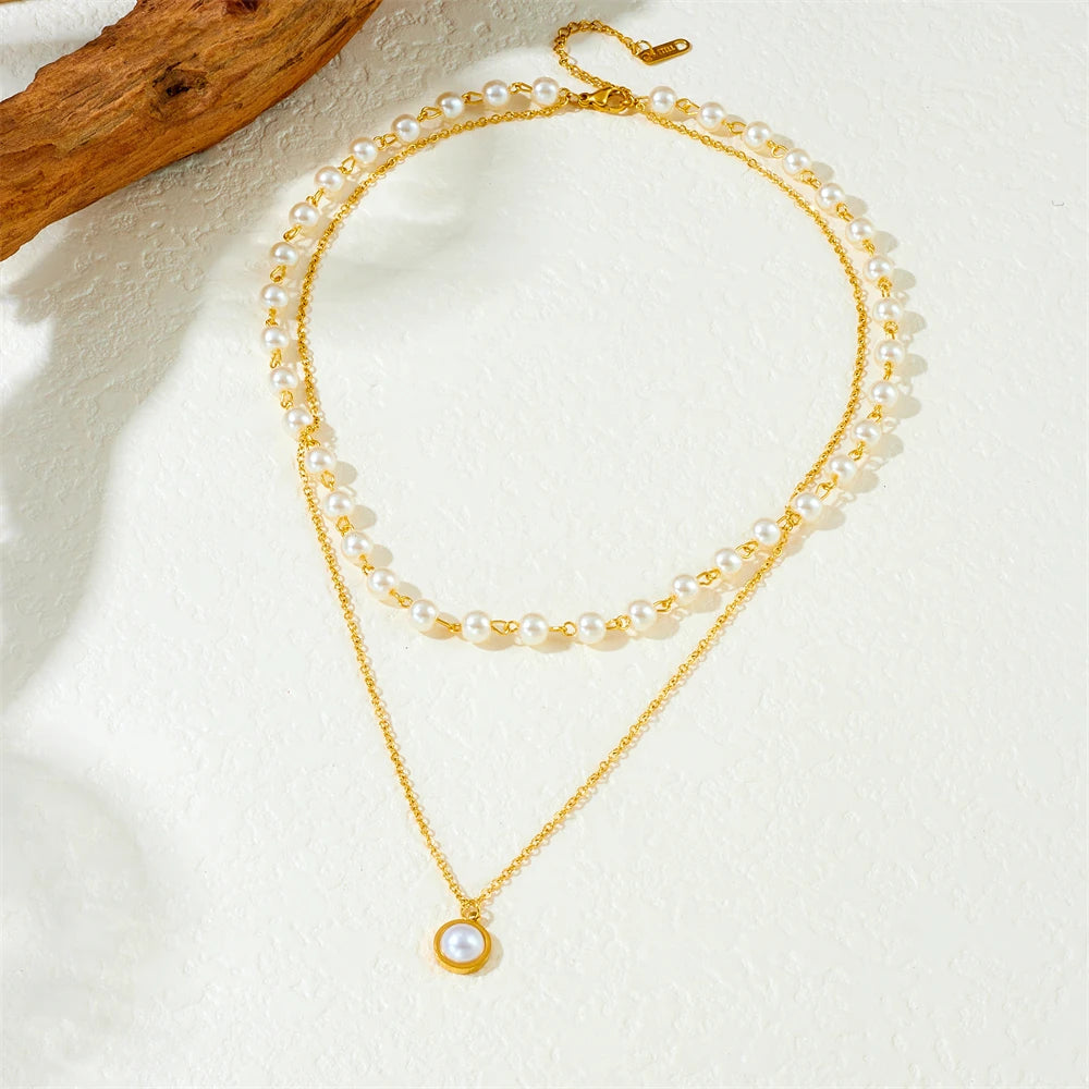 ASHLEY HARRIS — Pearl-Style Bead & Pendant Necklace Duo — product image 3