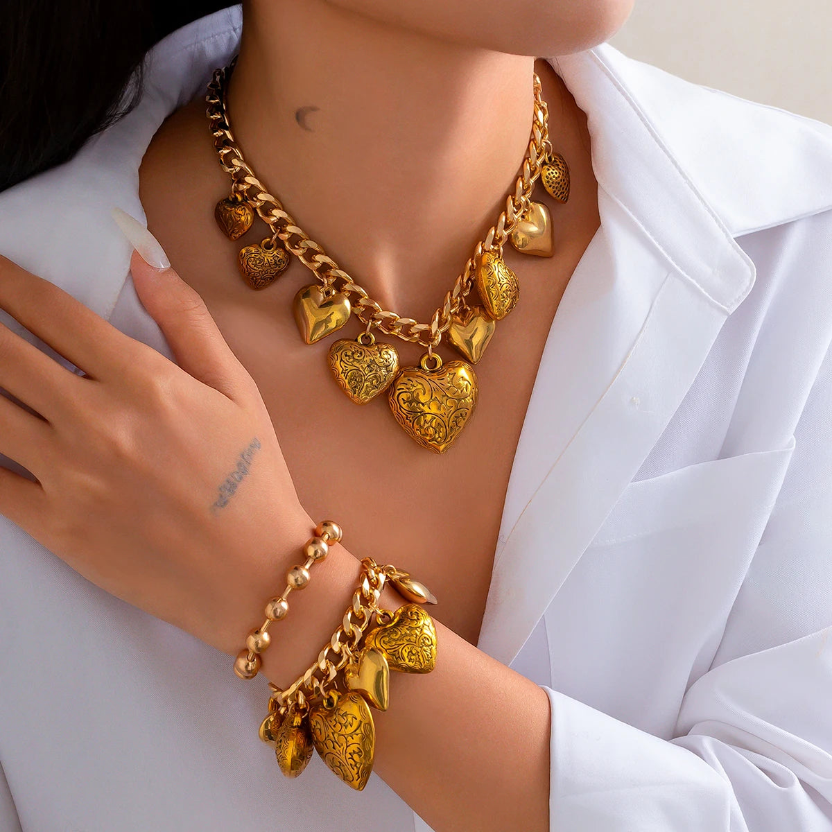 ASHLEY HARRIS — Heart Necklace & Bracelet Set — product image 1