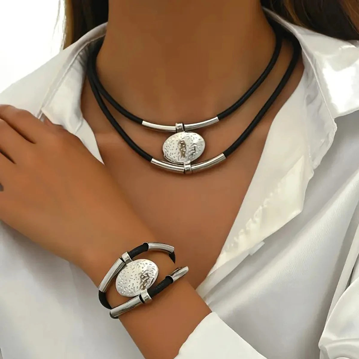 ASHLEY HARRIS — Textured Medallion Necklace Duo — product image 2